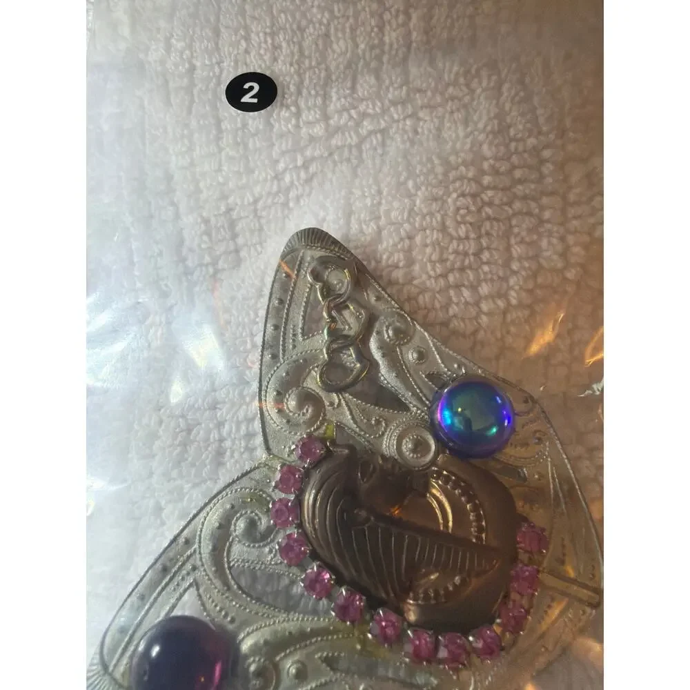 Vintage Egyptian Revival Pharaoh Rhinestone Art Deco Style Statement Brooch Pin